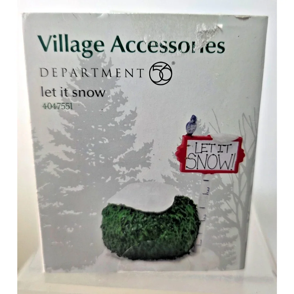 Dept 56 Christmas Village Accessories Let It Snow Sign & Shrub #4047551